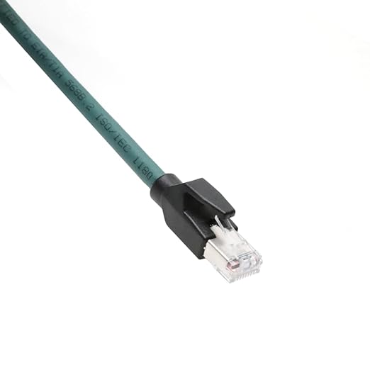 Alvin's Cables M12 X-Code 8 Pin Male to RJ45 Ethernet Cable for Cognex Keyence Camera, High-Flex Cat6a Cable for Industrial Automation, Fieldbus Module, Robotics, Right Angle 49.2ft/15m Green