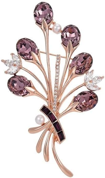 Flower Brooch Pin Rhinestones Pearl Flower Brooches Floral Pin Jewelry for Women Girls