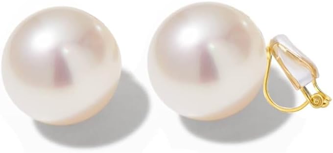 Pearl Clip on Earrings for Women Drop Clip Earrings for Women Gold Plated White Imitation Pearl Earrings Fashion