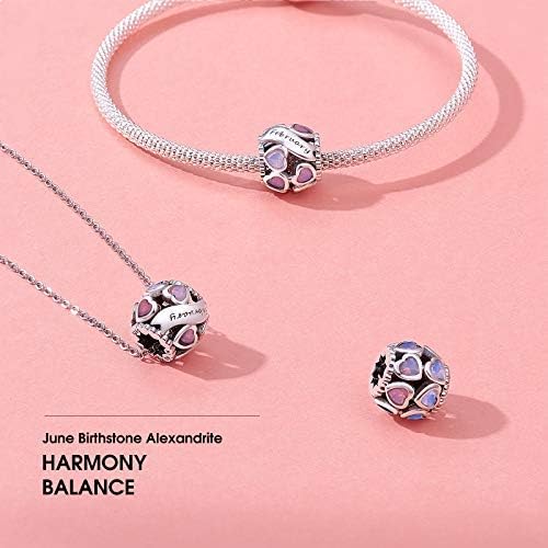 NINGAN Birthstone Charms 925 Sterling Silver Love Heart Openwork Bead for Charm Bracelets and Necklaces with 5A Cubic Zirconia, Birthday Mothers Day Jewelry Gifts Women
