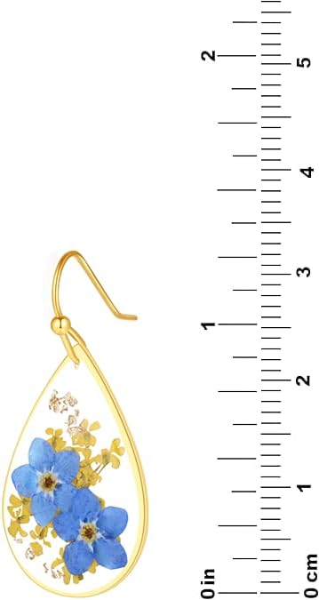 Forget-Me-Not and Queen Anne's Lace Pressed Wildflower Earrings | Pressed Flower Earrings | Handmade Drop and Dangle Earrings | Gift for Woman