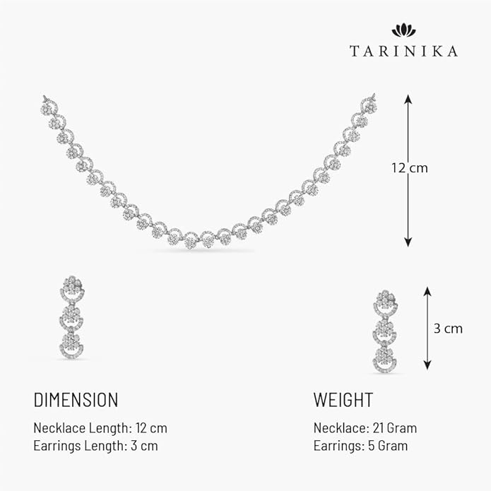 TARINIKA Green and White Cubic Zirconia(CZ) Indian Necklace Set with Earrings, Gold Plated Brass Fashion Indian Jewelry Gift for Women Bollywood Costume Jewellery