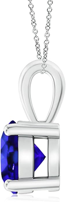 Angara Natural Tanzanite Solitaire Pendant for Women | Round Tanzanite Solitaire Pendant Necklace in 14K Solid Gold/Silver/Platinum With 18" Chain | December Birthday, Gemstone Jewelry Gift