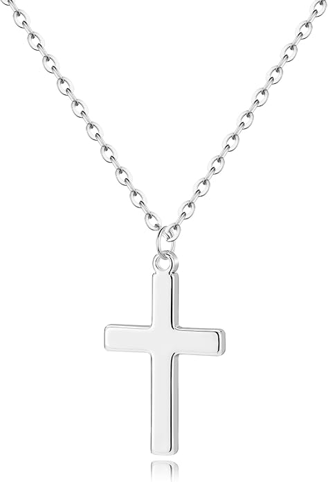 Tewiky Christian Gift Stocking Stuffers Cross Necklace for women-Dainty 14k Gold Plated/Silver Plated Pendant Necklaces Simple Cute Tiny Necklace Jewelry for Women