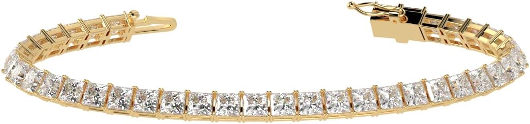 Houston Diamond District 2 to 28 Carat Lab Grown Diamond Classic Tennis Bracelet, 4-Prong Setting for Women (E-F Color, VS2-SI1 Clarity)