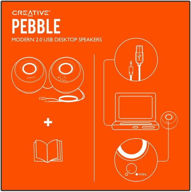 Creative Pebble 2.0 USB-Powered Desktop Speakers with Far-Field Drivers and Passive Radiators for PCs and Laptops (White)
