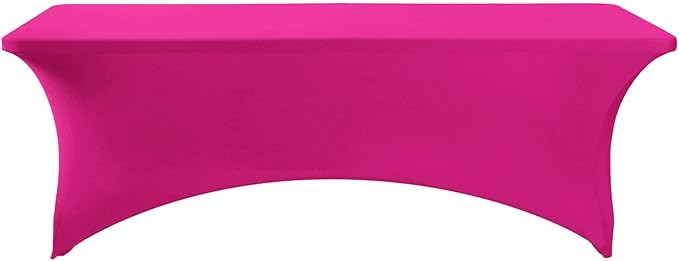 FORLIFE 2Pack Spandex Table Covers，Fitted Tablecloth for Rectangular Tables, Stretch Patio Table Covers, Universal Spandex Table Cover for Wedding, Banquet, Party (8ft, Fuchsia)