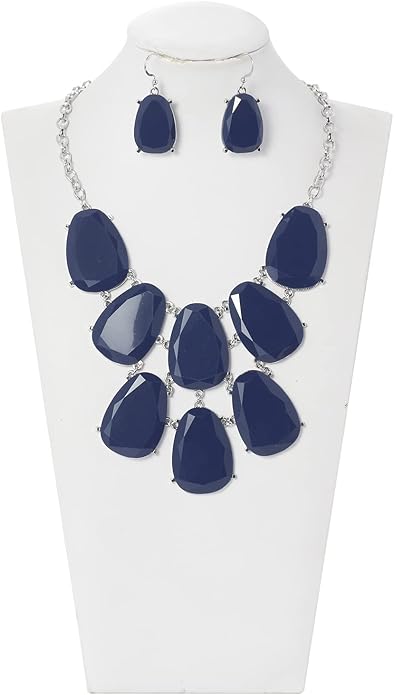 Firstmeet Chunky Bubble Statement Collar Necklace with Earrings for Women