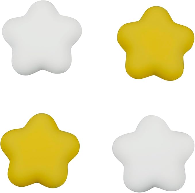 Star-Shaped Thumb Grips for Nintendo Switch 2 4PCS Soft Silicone Joystick Caps, Yellow & White, Anti-Slip