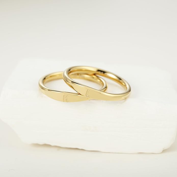 Gold Initial Rings for Women Non Tarnish Thumb Rings for Teen Girls 14K Gold plated for Women