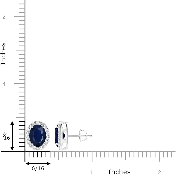 ANGARA Natural Blue Sapphire Earrings for Women | Prong-Set Oval Blue Sapphire Stud Earrings with Diamond Halo in 14K Solid Gold/Platinum | September Birthday, Anniversary, Gemstone Jewellery Gift