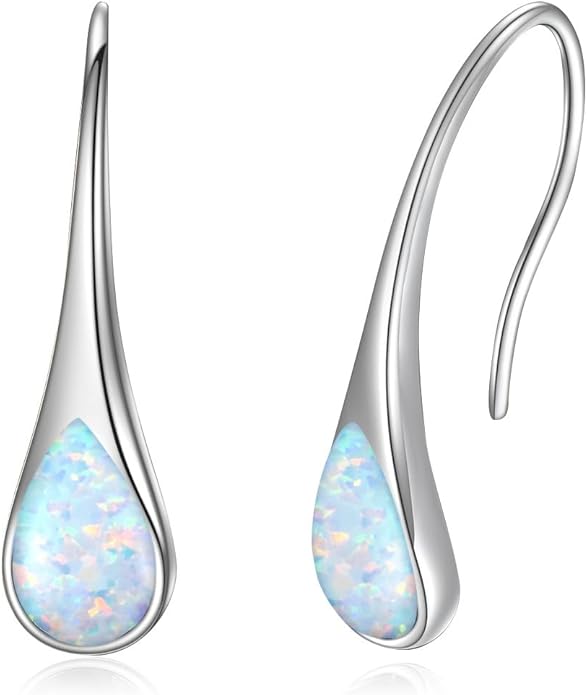 925 Sterling Silver Small Pear-Shaped Modern Style Hook Earrings with Crystals from Austria