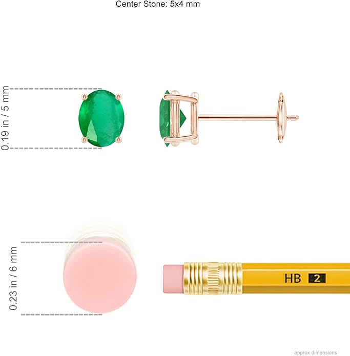 ANGARA Natural Emerald Earrings for Women | Oval Shape Emerald Classic Earrings in 14K Solid Gold/Platinum | May Birthday, Anniversary, Gemstone Jewellery Gift