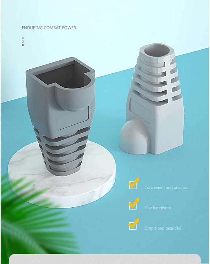 50 Pcs Cat5 Cat5E Cat6 Strain Relief Boot, RJ45 Plug Connector Cover Modular Network Plug Connector Cap Cable Connector Boots, Dark Grey