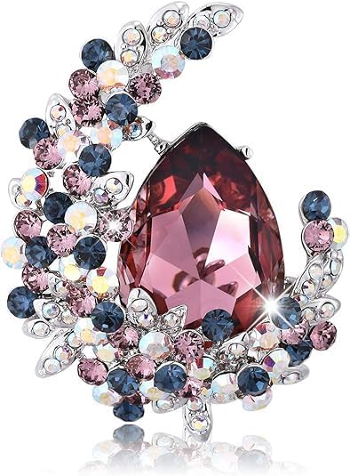 Richapex Elegant Crystal Tulip Rose Brooch Pin,Cubic Zirconia Fashion Crystal Jewelry Women's Brooch Pin