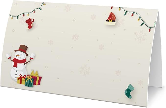 FZ-a87 Christmas Food Tent Labels (25 pack) - Table Place Cards, Banquet & Buffet Food Labels, Perfect for Christmas Parties