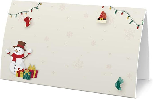FZ-a87 Christmas Food Tent Labels (25 pack) - Table Place Cards, Banquet & Buffet Food Labels, Perfect for Christmas Parties
