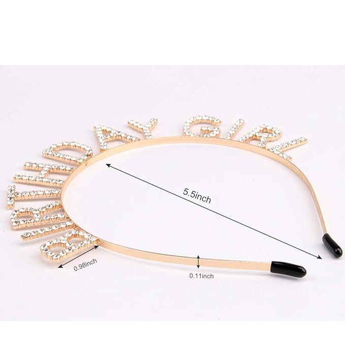 AOPRIE Birthday Girl Crown for Women with Sash Gold Happy Birthday Tiara for Women Headband Princess Crown Rhinestone Accessories