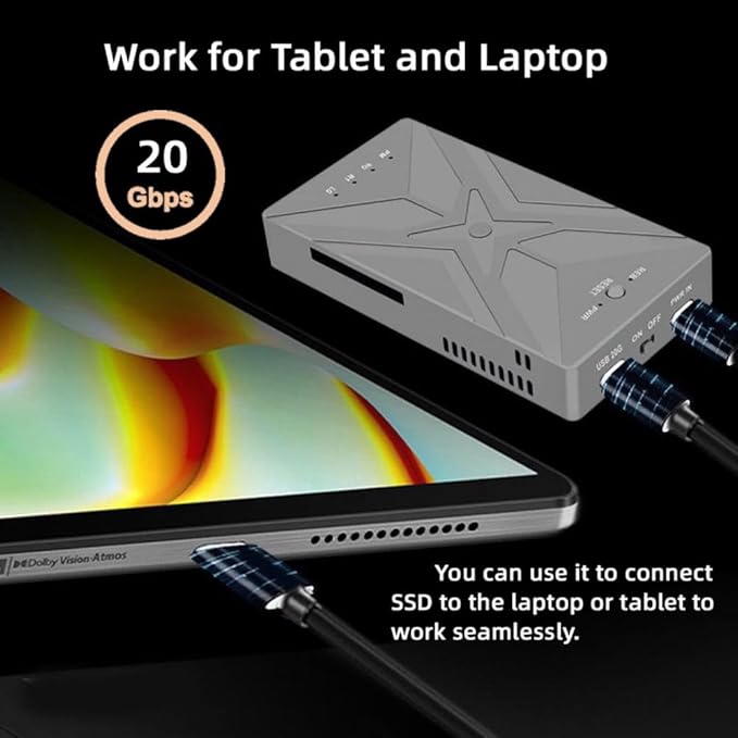 CY USB4.0 20Gbps Dual NVME M.2 NGFF M-Key to USB-C Type-C Raid0 Raid1 JBOD Big Enclosure with Fan Raid0 Hyper Adapter