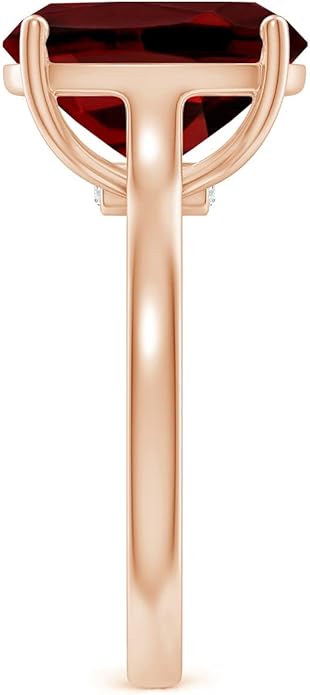Angara Cushion Garnet Solitaire Ring in Sterling Silver/14K Solid Gold/Platinum | Natural Garnet Solitaire Ring for Women | January Birthday, Anniversary, Gemstone Jewelry Gift