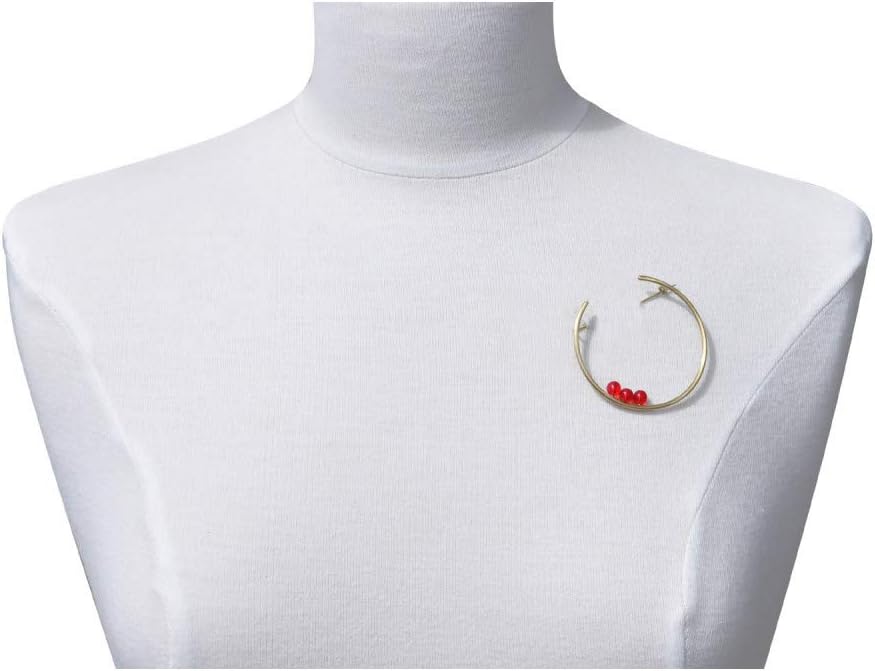 LES POULETTES JEWELS - Brooch Round Brass and Three Glass Beads