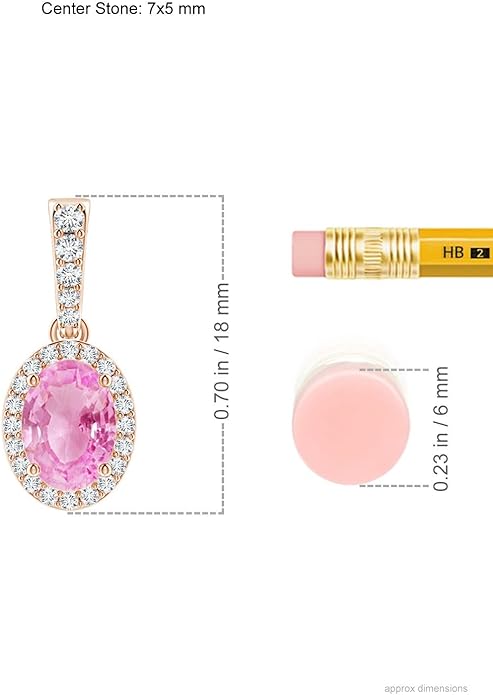 Angara Natural Pink Sapphire Pendant for Women | Vintage Style Oval Pink Sapphire Halo Pendant in 14K Solid Gold/Platinum With 18" Chain | Birthday, Anniversary, Gemstone Jewelry Gift