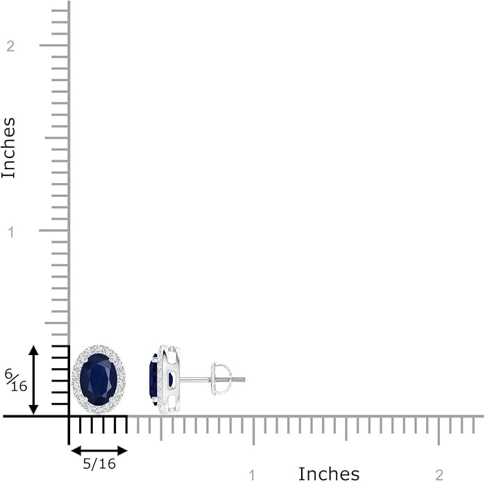 ANGARA Natural Blue Sapphire Earrings for Women | Prong-Set Oval Blue Sapphire Stud Earrings with Diamond Halo in 14K Solid Gold/Platinum | September Birthday, Anniversary, Gemstone Jewellery Gift