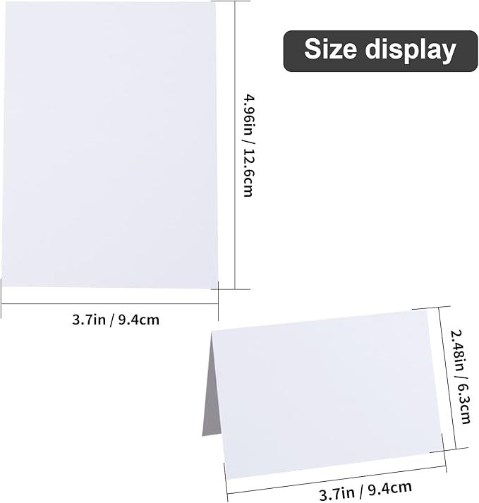 Place Cards for Table Setting - 50 Pcs White Blank Tent Place Cards for Weddings, Name Tents Placecards 3.7" x 2.48"(folded)