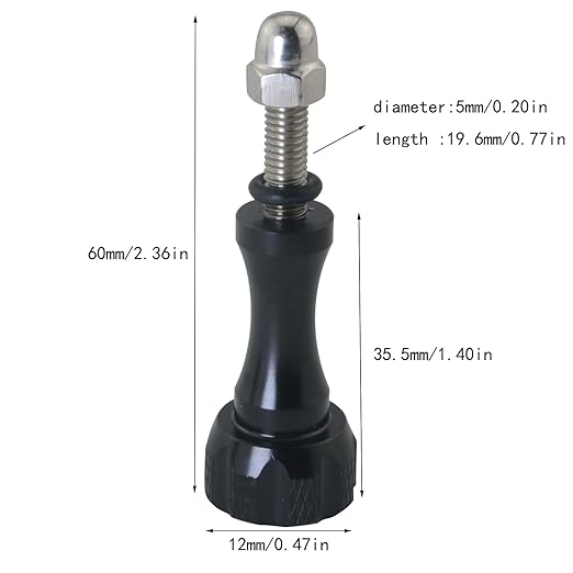 3PCS Black Aluminium Alloy Hand Tightened Screws Length 19.6mm Universal Action Camera Accessories Adapter Screw for Connecting Tripods Selfie Sticks Fill Light