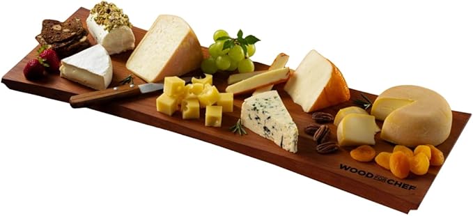 Large Charcuterie Board - Cherry Wood Serving Board with Handles - Perfect Live Edge Design for Displaying Cheese, Bread, Fruit - Modern Wood Charcuterie Board for Parties - 24x9x0.75 inches