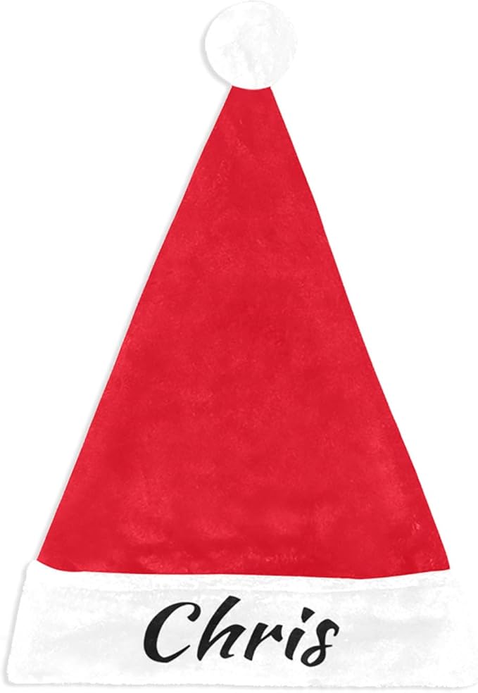 Personalized Santa Hat with Any Name, Unisex Custom Colourful Polyester Christmas Hat for Adults Kids, Family Holiday Party Xmas Hats for Birthday Christmas New Year