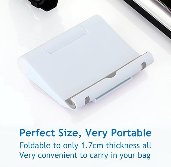 Cell Phone Stand for Desk 2 Pack Mobile Phone Holders Desktop Tablet Stand, Foldable Phone Dock Universal Adjustable Tablet Stand for Desk Compatible with Cell Phone Support (White 2 PCS)