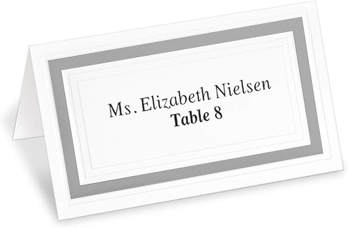 PaperDirect White Cover Stock Place Cards with Silver Foil Border, 100-Pack
