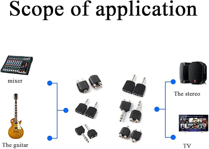 Hahiyo 3.25 M-2x6.35 F-TRS Stereo Plug Interconnect Audio One Male 6.35mm(1/4 inch) and Two Females 3.25mm(1/8Inch) Adapter Splitter Good Signal Sound Snap Tight Not Wobble for Guitar Black 2pcs