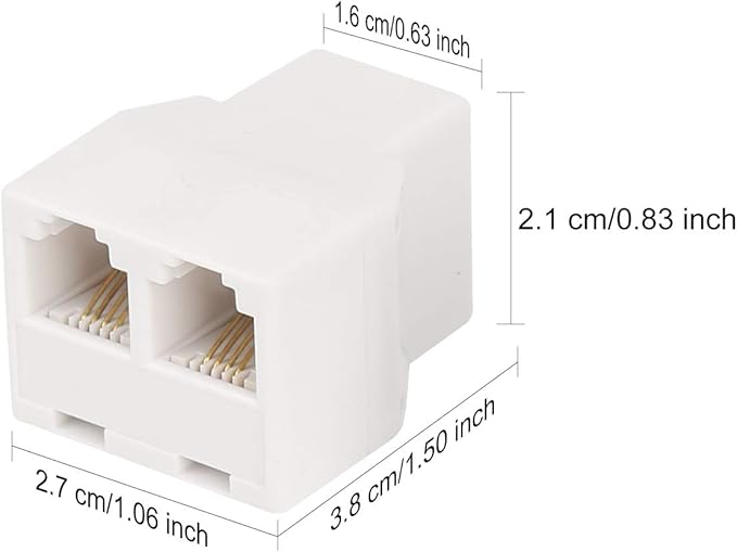 Uvital RJ11 6P4C 1 Female to 2 Female Telephone Line Splitters, Telephone Landline Cable Connector and Separator(White,4 Pack)