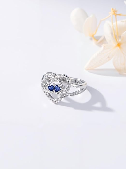 Valentine's Day Gifts for Women Birthstone Rings for Women Heart Statemet Engagement Eternity Wedding Promise Rings Jewelry Anniversary Christmas Valentine Mothers Day Birthday Gifts for Wife Her Girlfriend