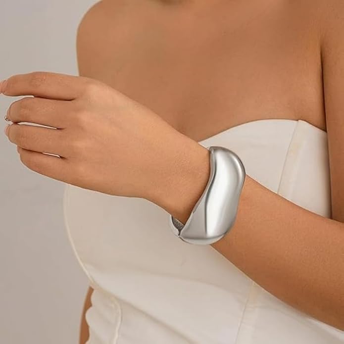 Gold/Silver Cuff Bangle Bracelets For Women Chunky Waterdrop Twisted Hinged Bangle Bracelets Minimalist Arm Cuff Bracelet Jewelry Gifts