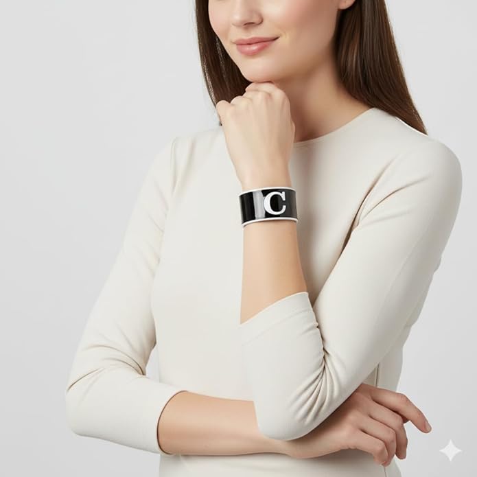 LILIE&WHITE Acrylic Monogram Resin Bracelet for Women Trendy Acrylic Statement Bracelets Jewelry Gift