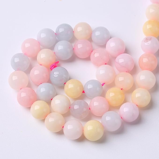 45pcs 8mm Natural Stone Morganite Beads Round Loose Beads for Jewelry Making DIY Bracelets Necklaces Crystal Energy Healing Stone Beads 15" (8mm, Morganite)
