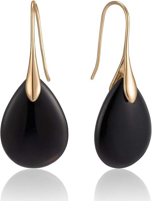 SELOVO Agate Teardrop Stone Grey Drop Earrings Fishhook Dangle Earrings for Women