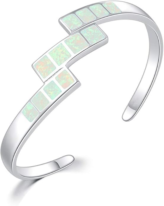CiNily Womens Cuff Bracelet,Opal Bangle Bracelets Gold Plated Hypoallergenic Ladies Gemstone Open Cuff Bangle Bracelet