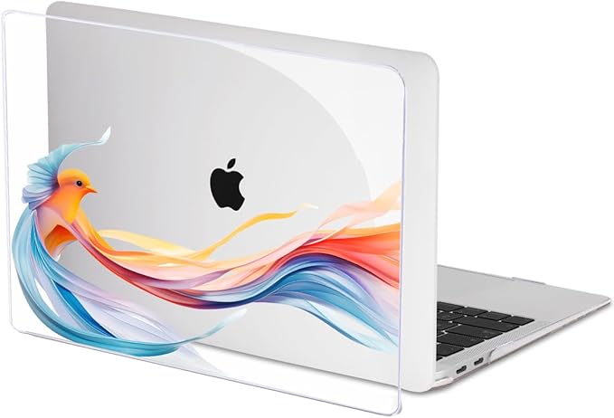 Compatible with 2021 2020 2019 2018 MacBook Air 13 inch Case M1 A2337 A2179 A1932, Pattern Plastic Hard Shell Case & Screen Film & Keyboard Cover for MacBook Air 13 M1 Touch ID, Ribbon Bird