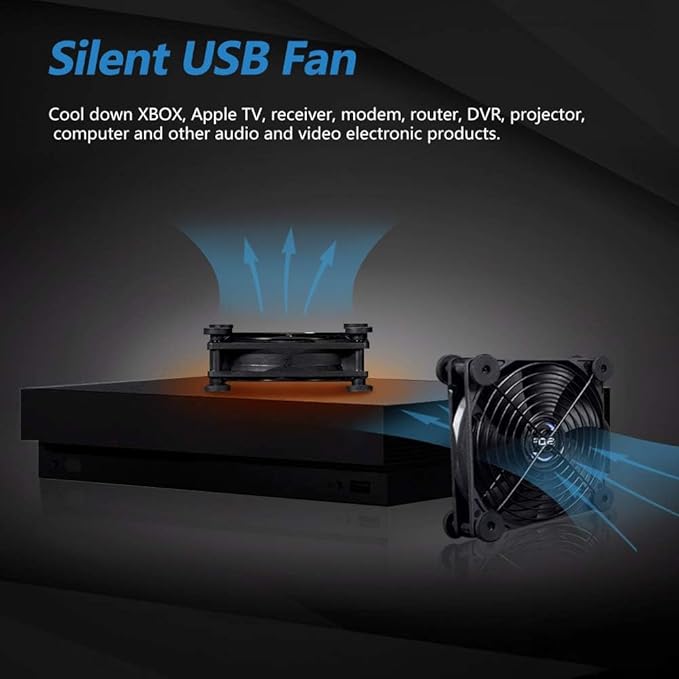 USB 120mm Quiet Fan, 5V USB Portable Cooling Fan for Flat Panel TV Receiver Router DVR PlayStation Xbox Computer Cabinet Cooler