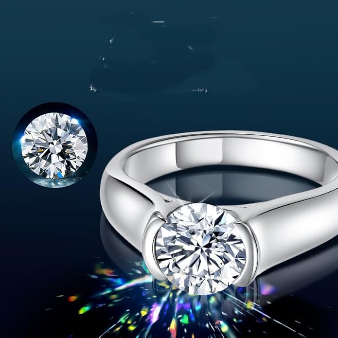 S925 Sterling Silver Chic 2 Carat Excllent Cut Diamond Engagement Rings for Women | D-color VVS1 Clarity | Promise or Wedding Jewelry