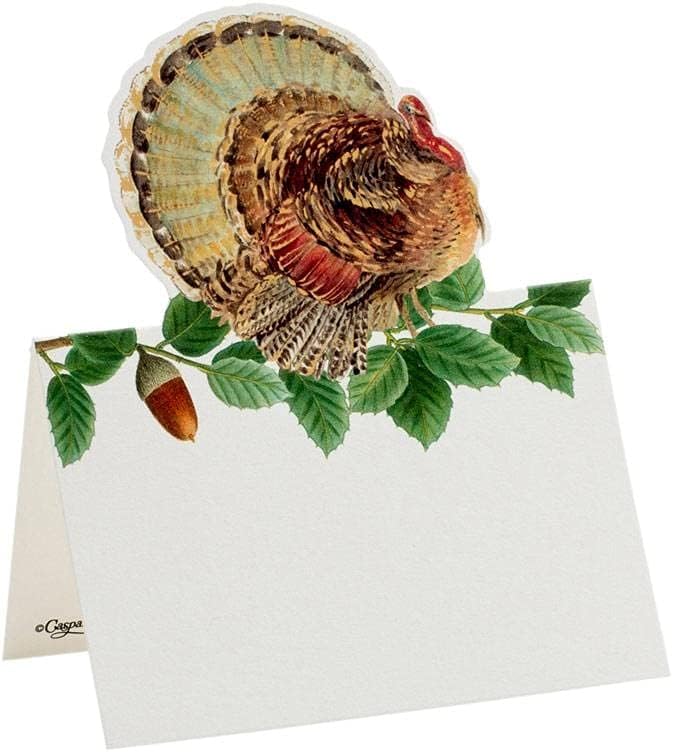 Caspari Turkey and Acorns Place Cards - 8 Per Package
