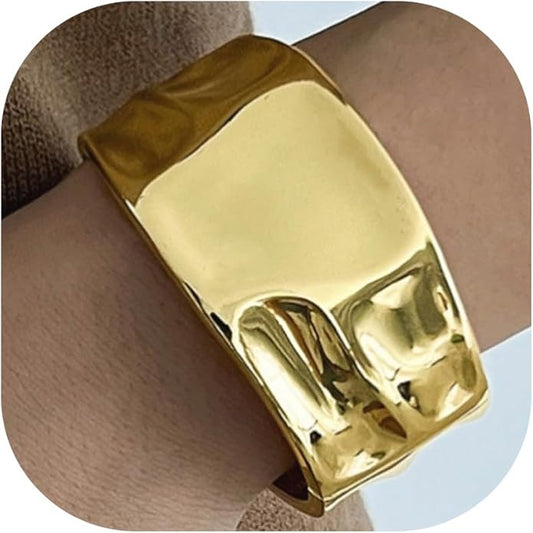 Gold/Silver Cuff Bangle Bracelets For Women Chunky Waterdrop Twisted Hinged Bangle Bracelets Minimalist Arm Cuff Bracelet Jewelry Gifts