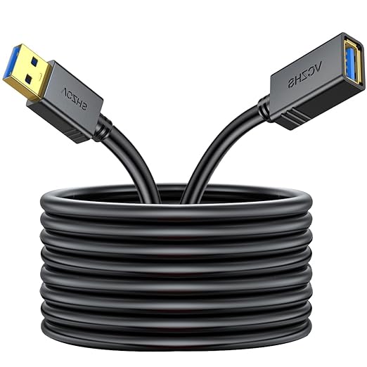 VCZHS Tech USB Extension Cable 6.6ft, USB 3.0 Extender for High-Speed Data Transfer & Fast Charging, Durable & Flexible for Mouse, Keyboard, Printer, Flash Drive, Webcam, and More