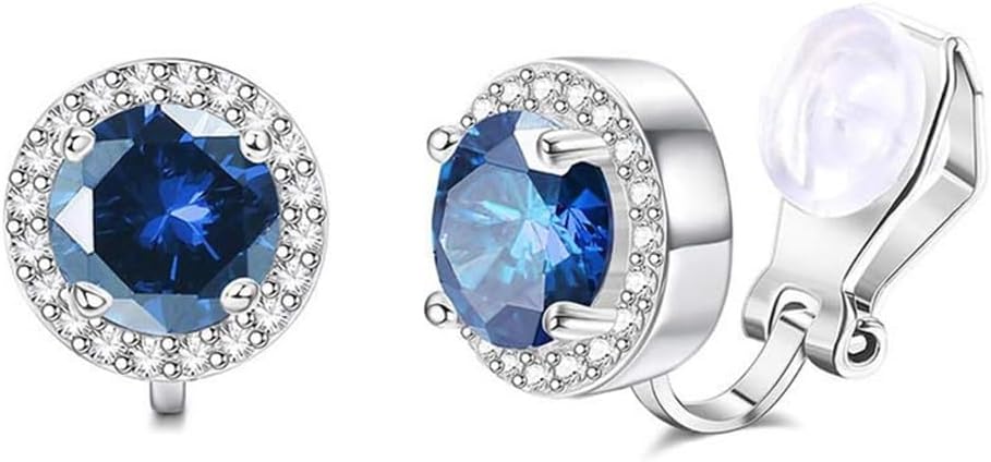 Aloha Earrings Round Halo Crystal Clip On Stud Earrings