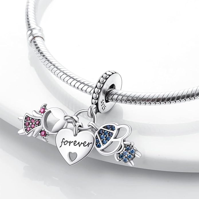 Parmuz 925 Sterling Silver Charm for Bracelet Necklace Dangle Love Mom Ocean travel Butterfly Party Charm Beads Pendants DIY Jewelry for Women