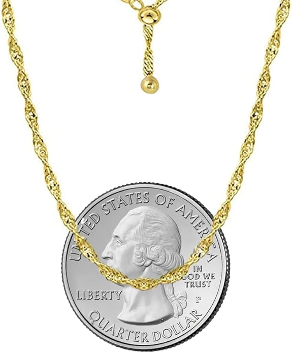 Savlano 925 Sterling Silver Italian Solid 1.5MM Singapore Twist Adjustable Bolo 14-24 Inch Chain Necklace For Women - Made in Italy Comes With a Gift Box